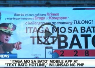 PNP launched "ITAGA MO SA BATO" mobile app and "TEXT BATO" hotline